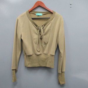 Women's Sweater Olive Color Elastic Cuff/Waist Warm Women's Sweater